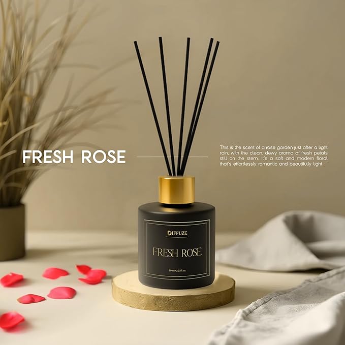 Duo Diffuser Floral Duo Reed Diffuser (Jasmine & Fresh Rose, 60 ml × 2) | Elegant F ...